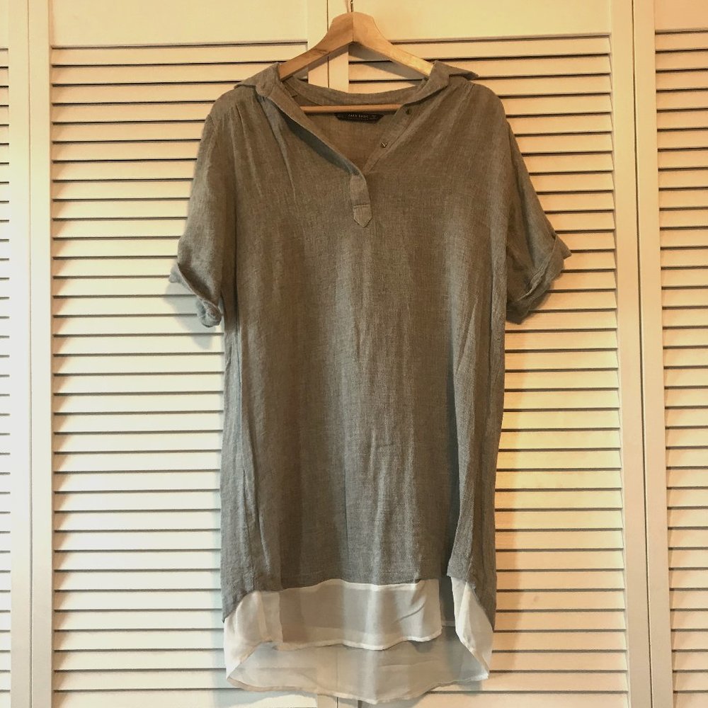 Zara grey and white shirtdress